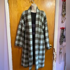 NWT A New Day khaki green plaid oversized sweater/duster, very warm, size 5